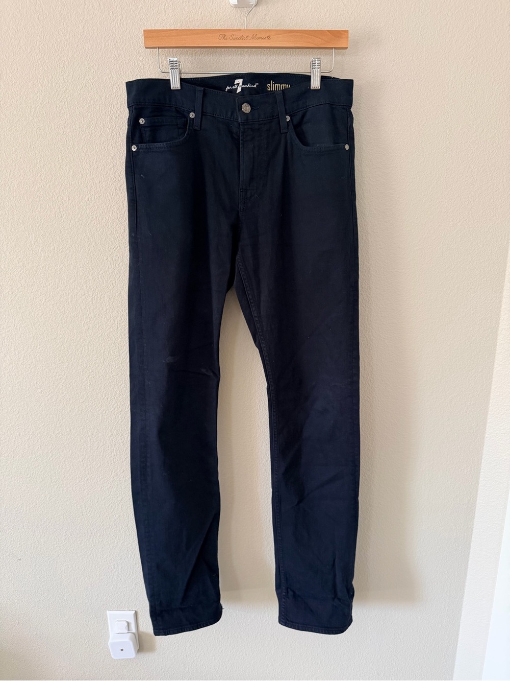 7 For All Mankind Men’s Black Straight Jeans